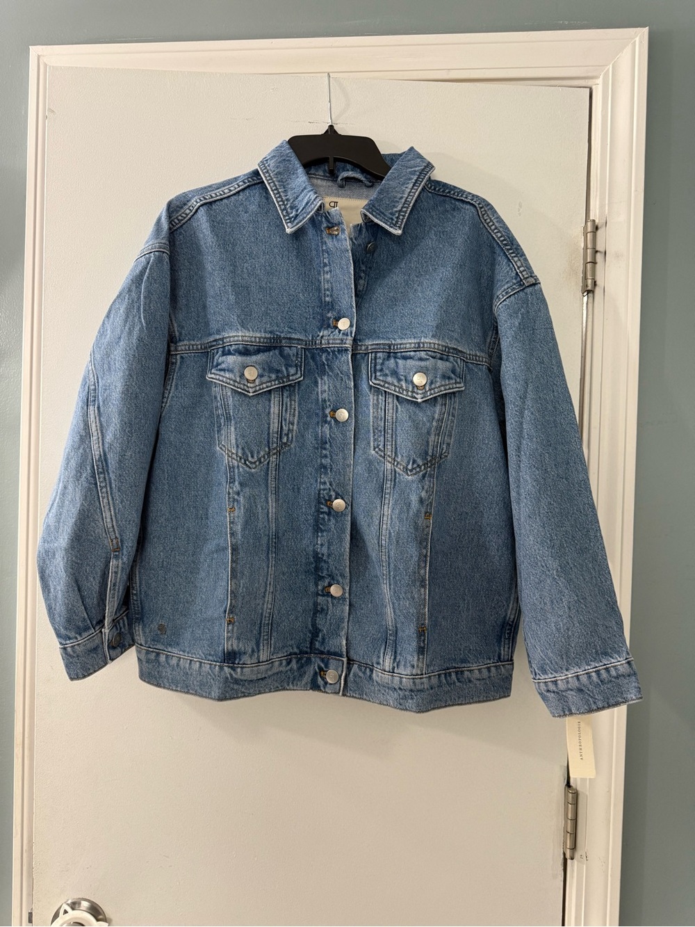 Anthropologie Light Blue Oversized Denim Jacket